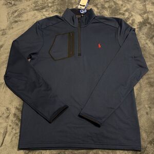 SMALL Polo Ralph Lauren Men’s Navy Blue Pullover Half Zip Fleece Sweatshirt